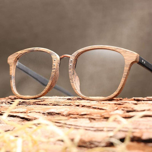 Wood grain glasses - Wellington（木目のウェリントンメガネ）【BJ0008】