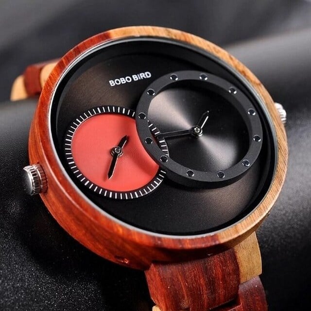 Wooden watch - Dual Twin Circles【BJ2143】