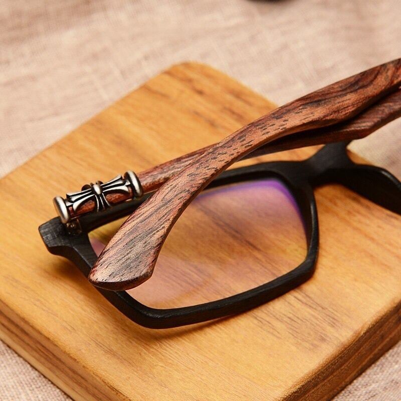 Wooden Square Clever Glasses（木製テンプルのスクエアメガネ）【BJ0285】