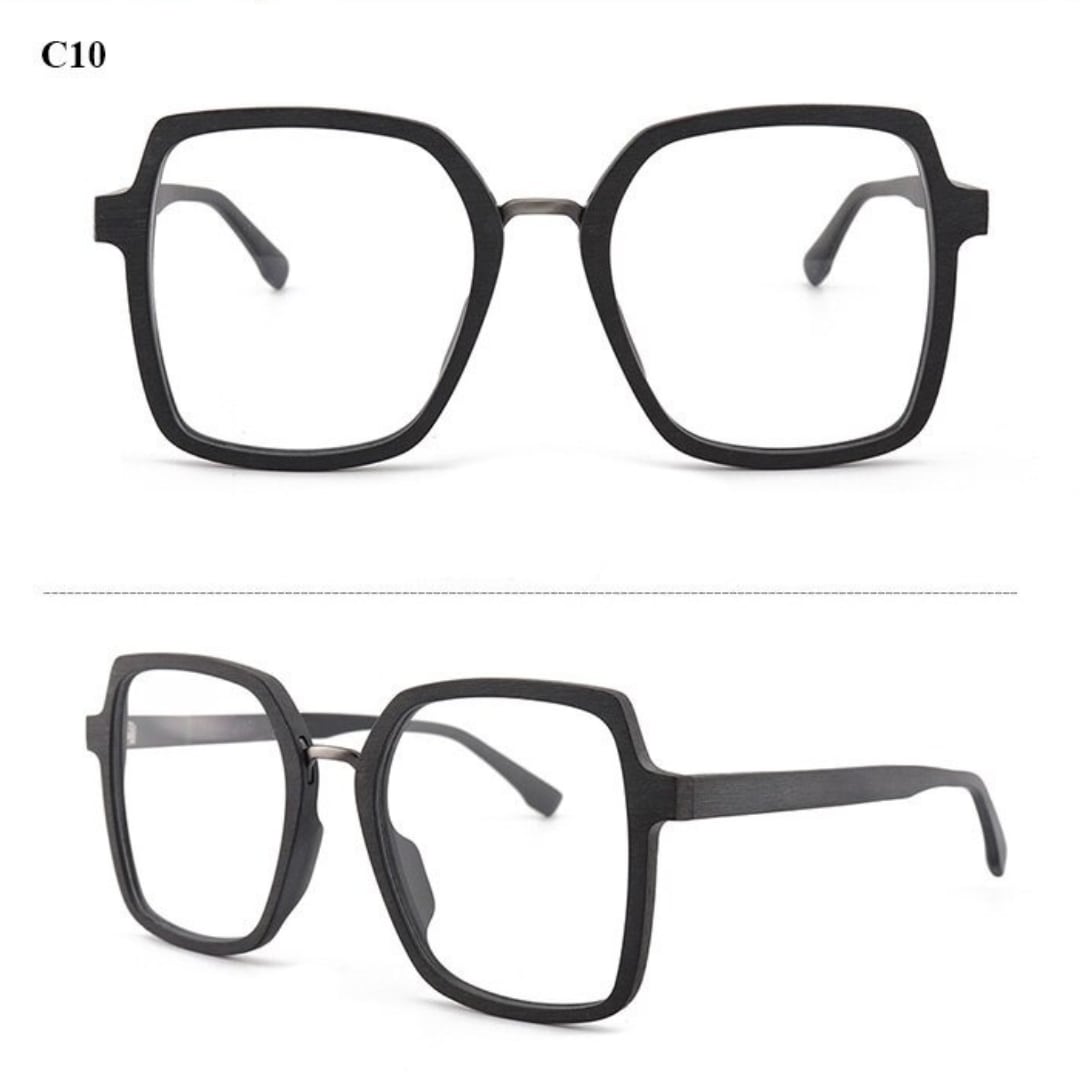 Wood Oversized Unique Design Square Glasses【BJ0530】