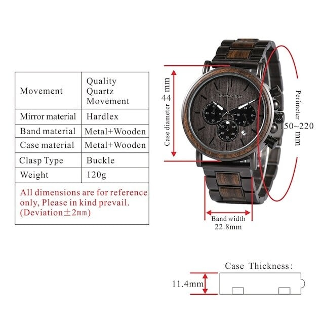 [3atm] Wooden watch - Coffee Vintage【BJ0017】