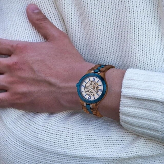 [5atm] Wooden mechanical watch - Rich Skeleton【BJ2422】