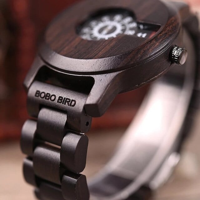 [3atm] Wooden watch - Number Spin【BJ0124】