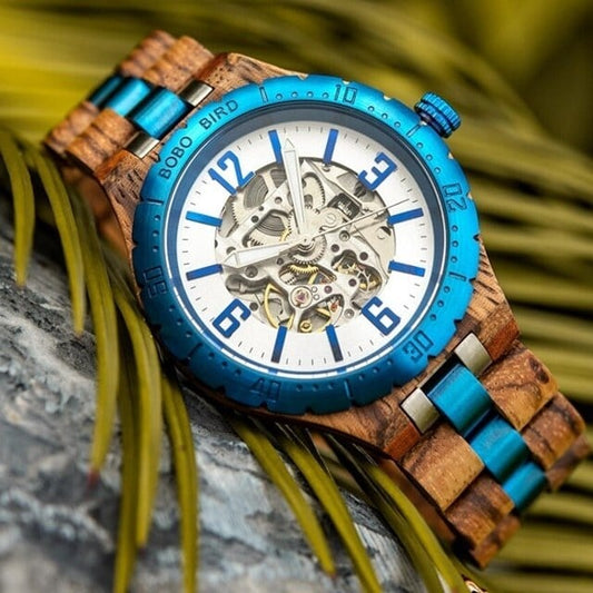 [5atm] Wooden mechanical watch - Rich Skeleton【BJ2422】