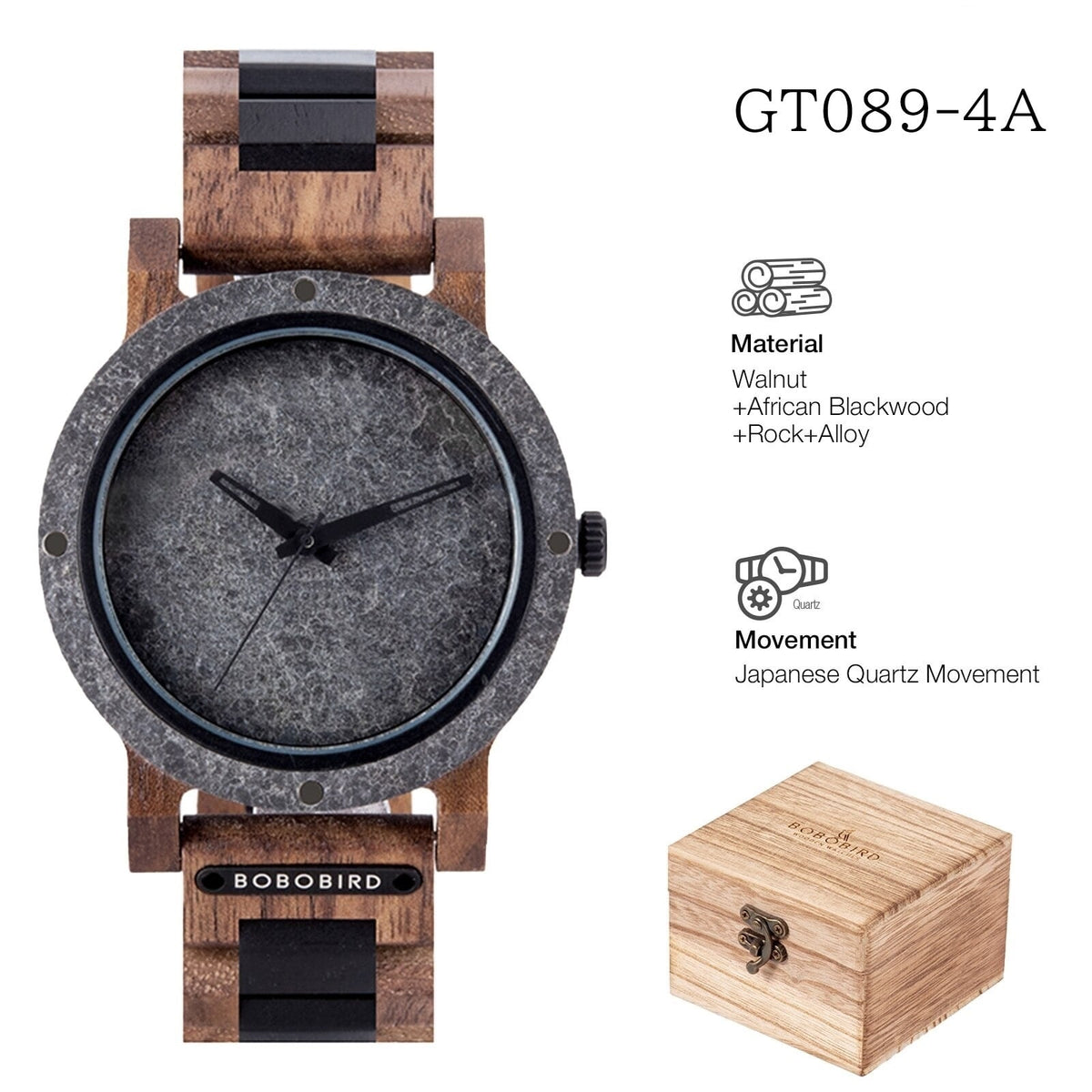 Wood And Rock Quartz Watch【BJ0551】