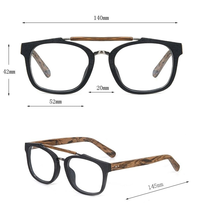 Wood grain Bold Square Glasses【BJ0510】