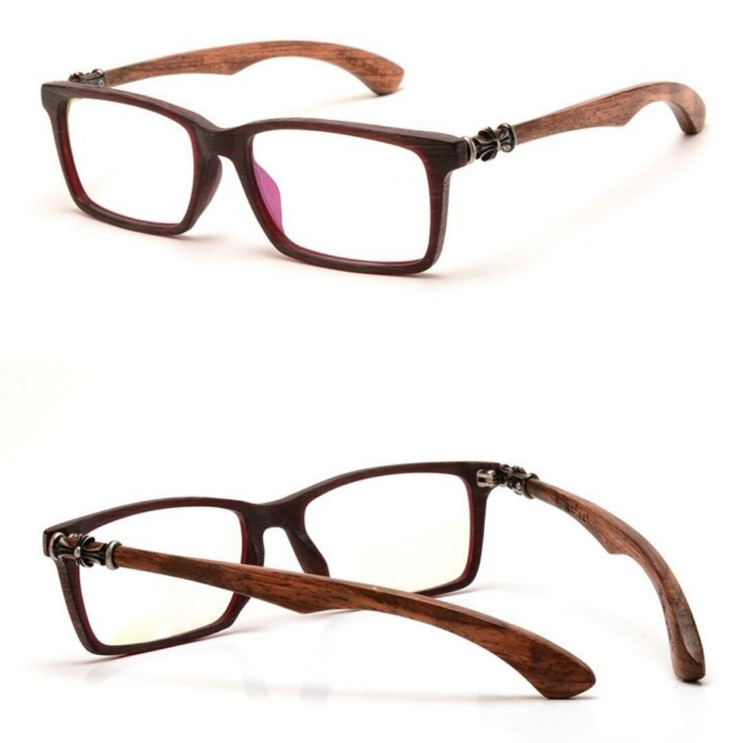 Wooden Square Clever Glasses（木製テンプルのスクエアメガネ）【BJ0285】