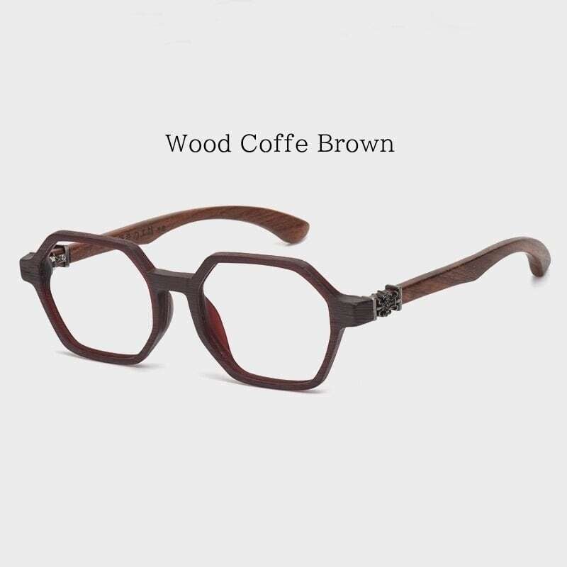 Wooden temple glasses - Logo Square【BJ2575】