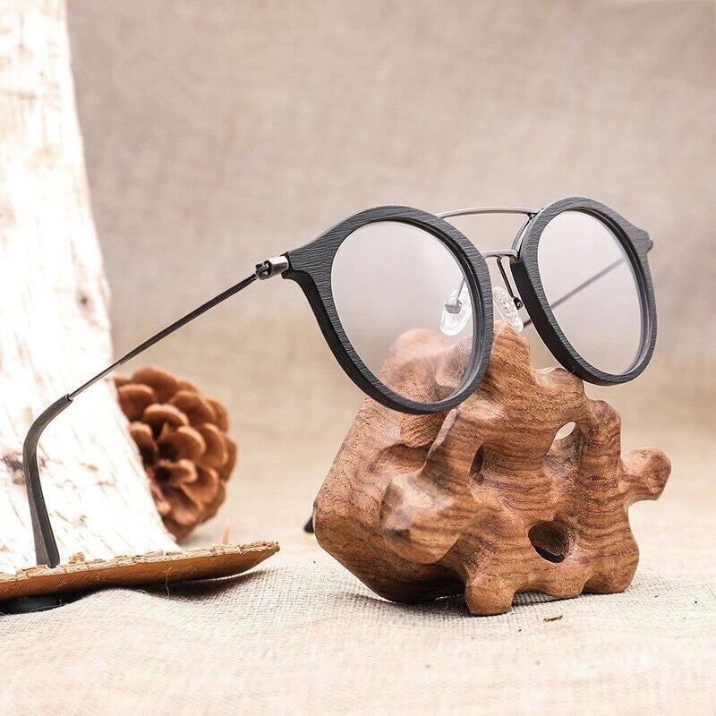 Wood grain glasses - Boston × Metal（木目とメタルのボストンメガネ）【BJ0132】