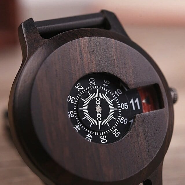[3atm] Wooden watch - Number Spin【BJ0124】