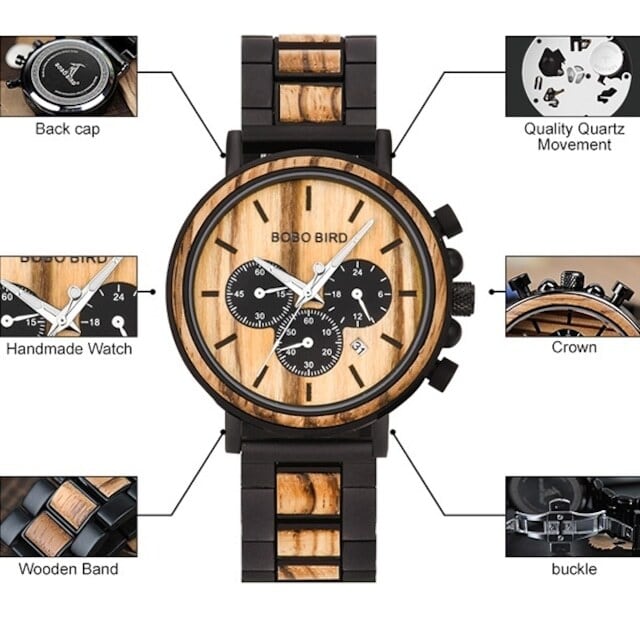 [3atm] Wooden watch - Coffee Vintage【BJ0017】