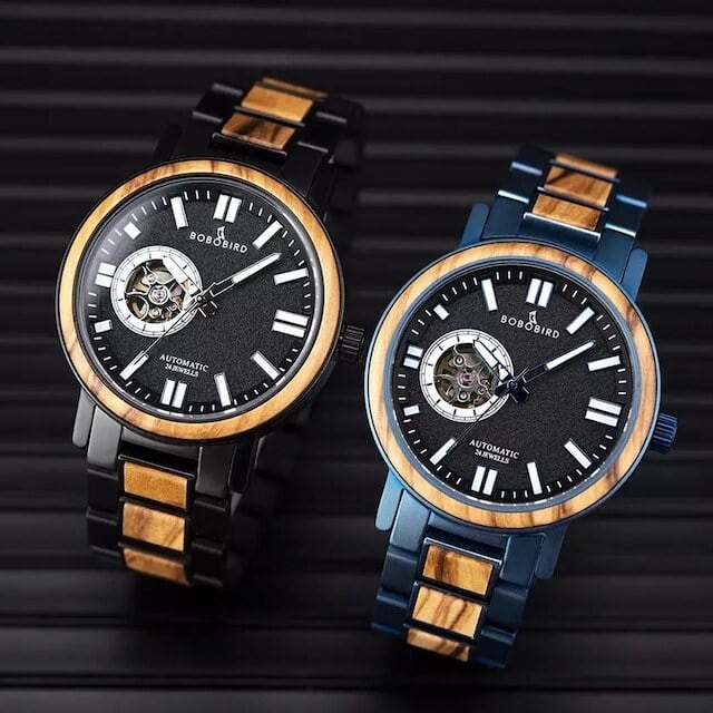 [5atm] Wooden Mechanical Watch - Luxury Blue【BJ2419】