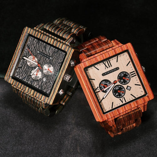 Dyed Wood Square Quartz Watch【BJ0554】