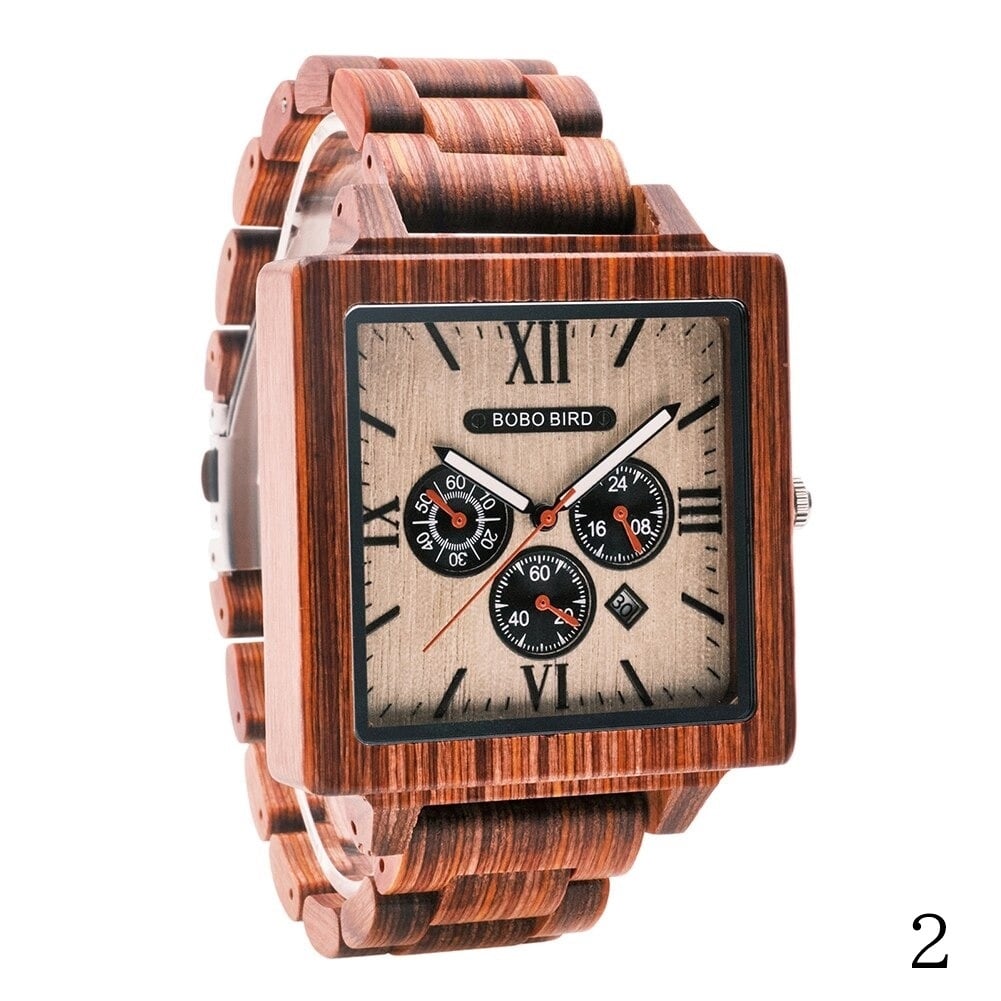 Dyed Wood Square Quartz Watch【BJ0554】