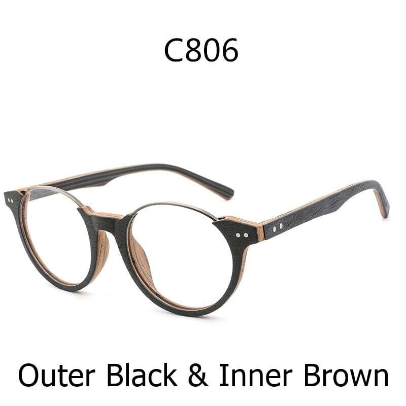 Wood grain glasses - Lower edge（木目の下縁メガネ）【BJ0013】