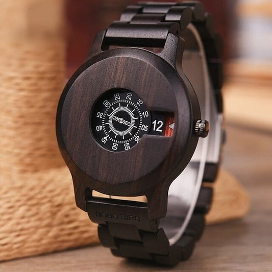 [3atm] Wooden watch - Number Spin【BJ0124】