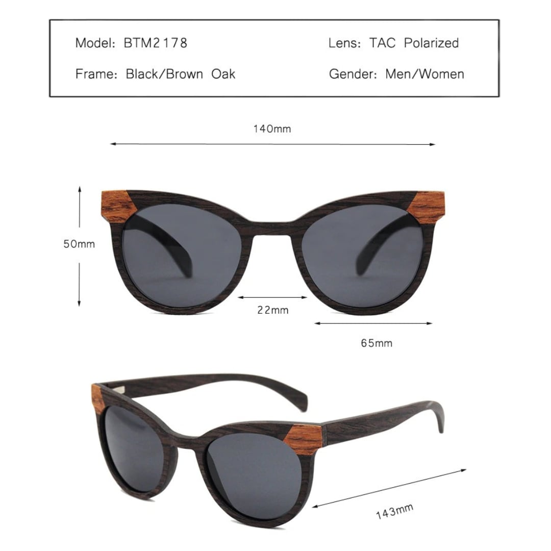 Oak Wood Cat Eye Frame Sunglasses【BJ0532】