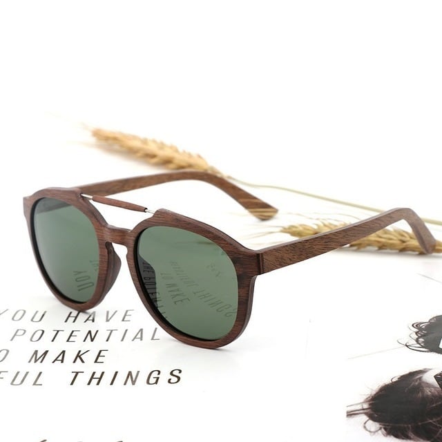 Wooden vintage sunglasses - Teardrop【BJ0010】