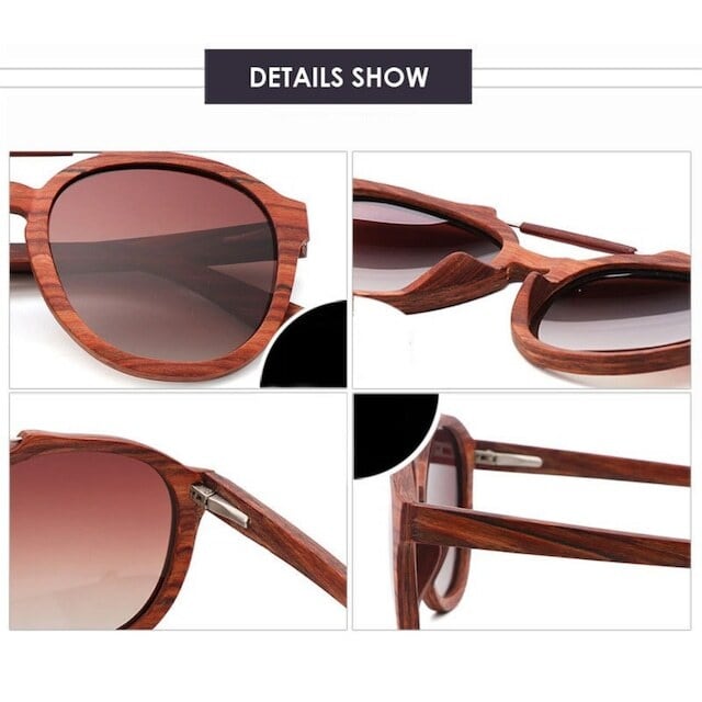 Wooden vintage sunglasses - Teardrop【BJ0010】
