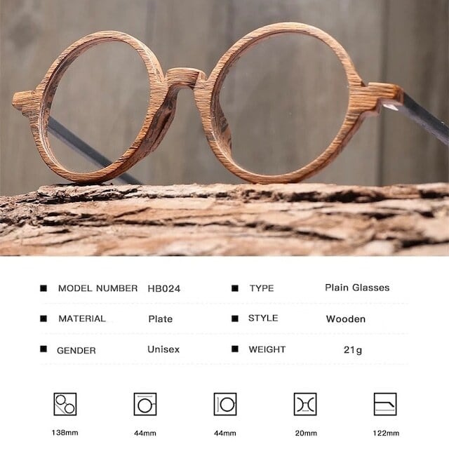 Wood grain ”MARU” megane（木目の丸メガネ）【BJ0012】