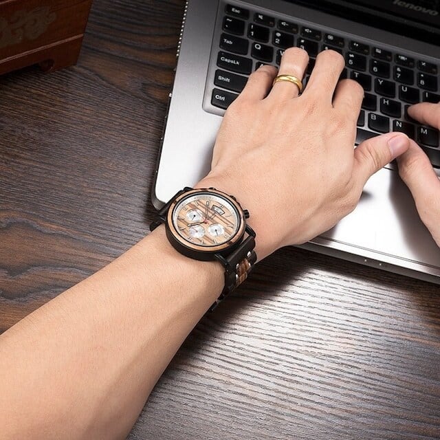 [3atm] Wooden watch - Spider Metal【BJ2149】