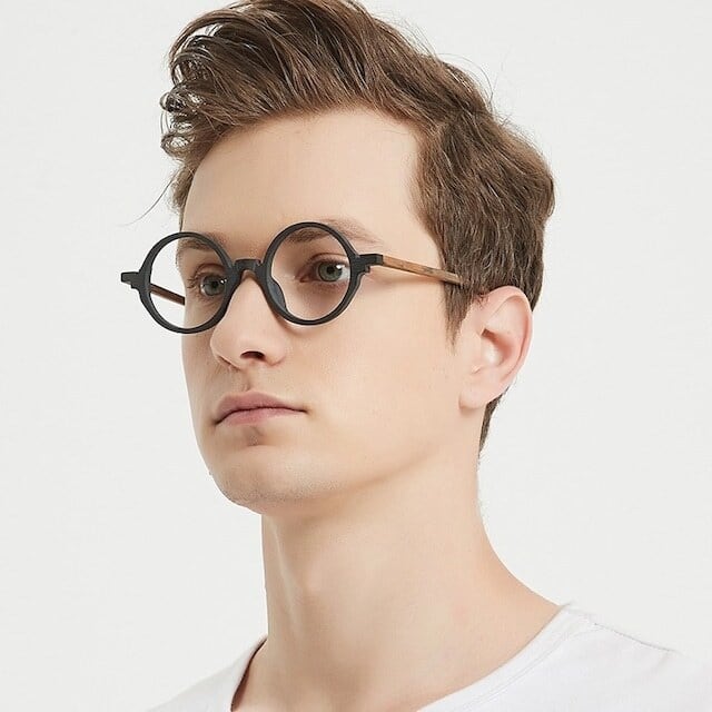 Wood grain ”MARU” megane（木目の丸メガネ）【BJ0012】