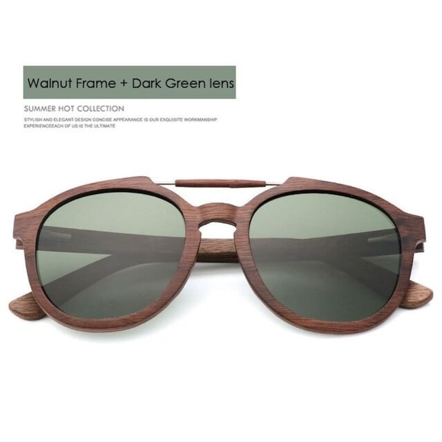 Wooden vintage sunglasses - Teardrop【BJ0010】