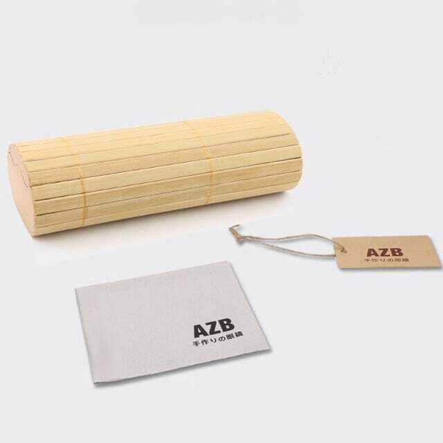 Wooden temple glasses - Logo Square【BJ2575】