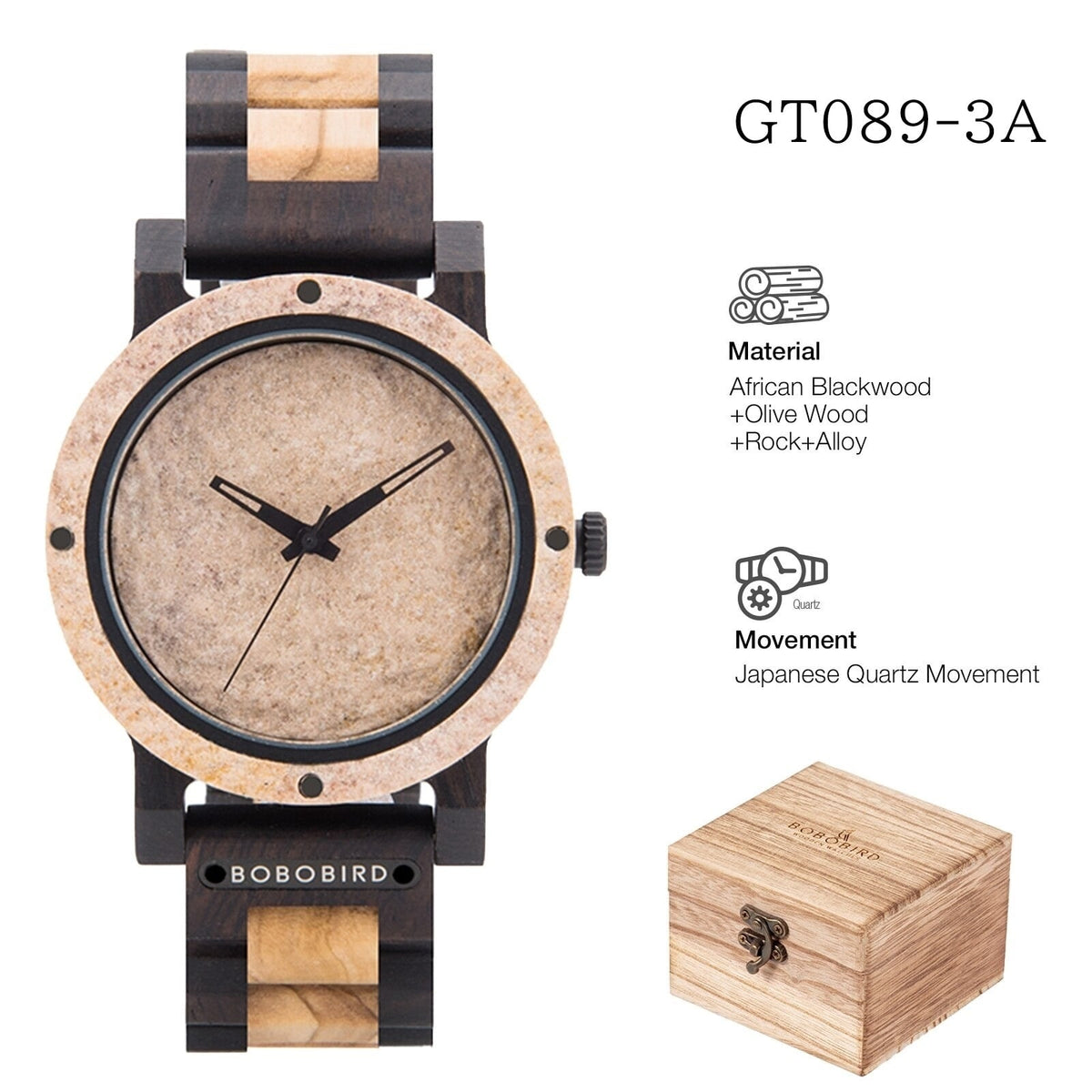 Wood And Rock Quartz Watch【BJ0551】