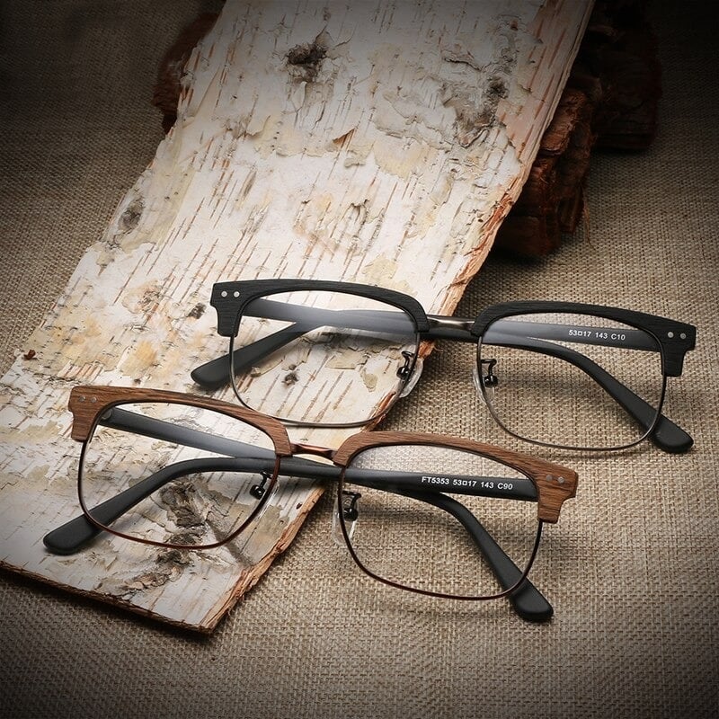 Wood grain Upper Edge Glasses【BJ0516】