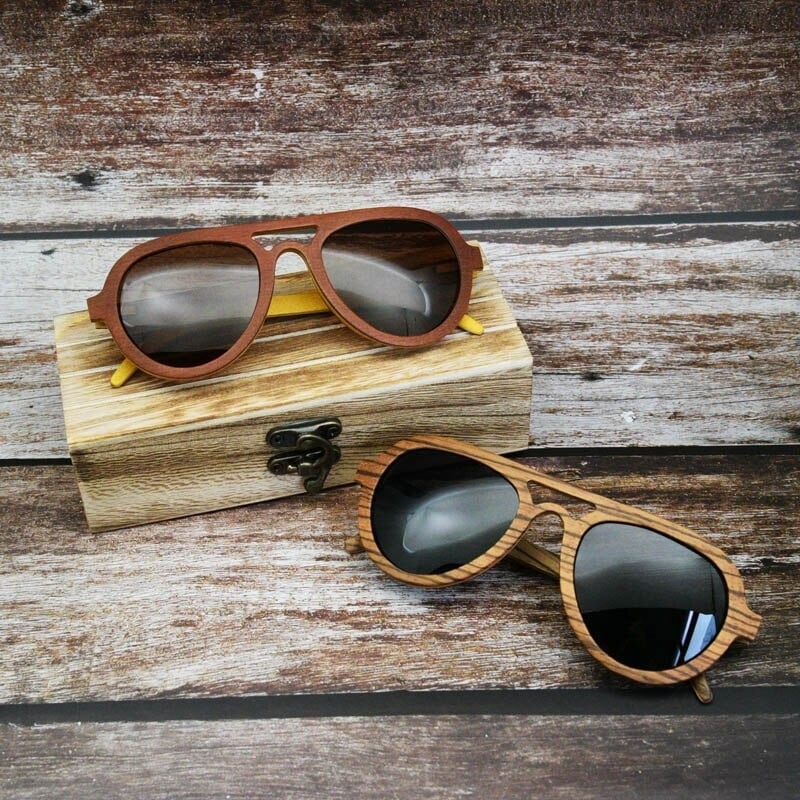 Wooden Oval Round Sunglasses【BJ0517】