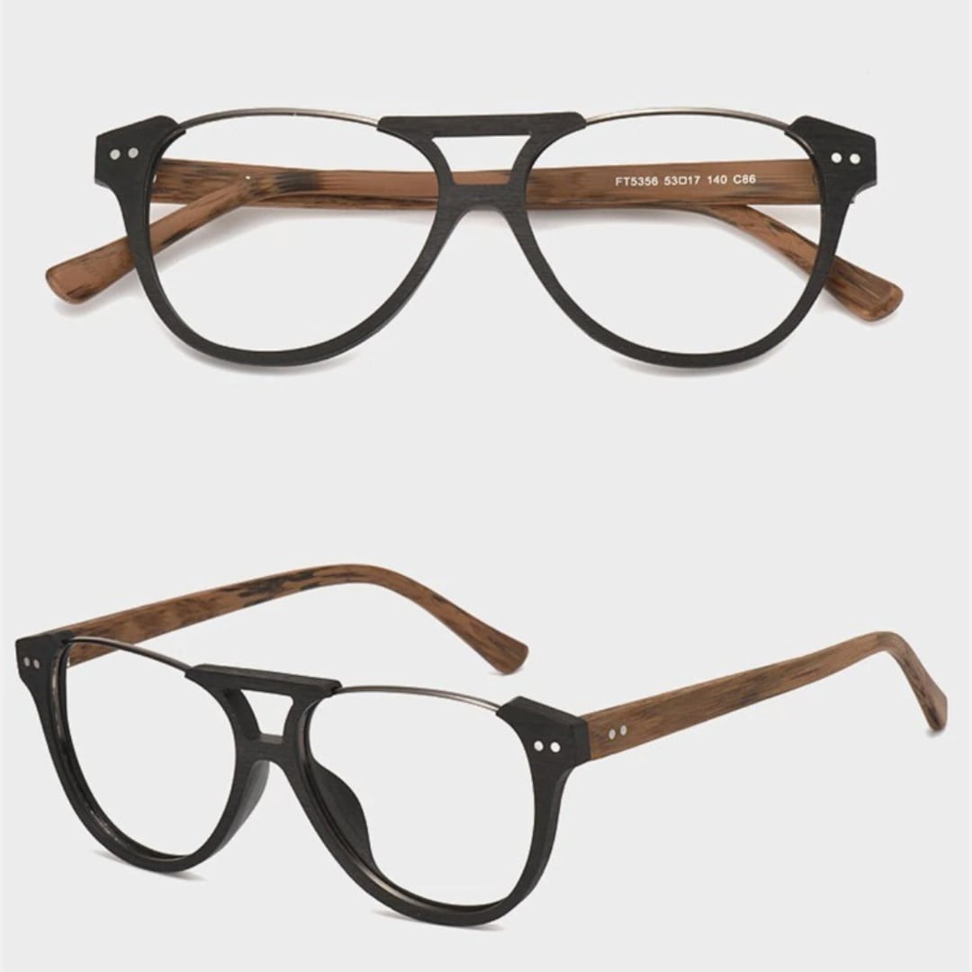 Fashionable Wood Metal Round Glasses【BJ0511】
