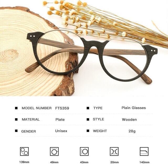 Wood grain glasses - Lower edge（木目の下縁メガネ）【BJ0013】