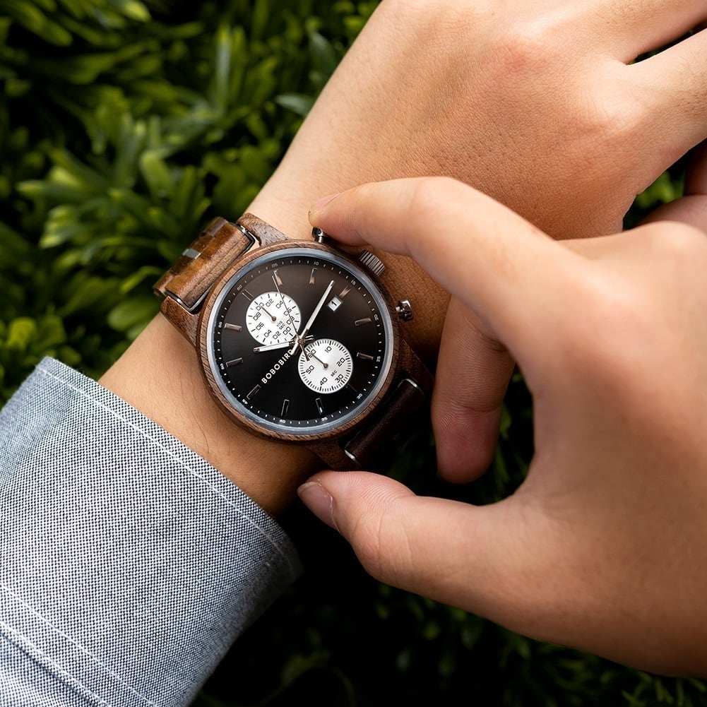 Wood Chronograph Watch With Date Display【BJ0538】