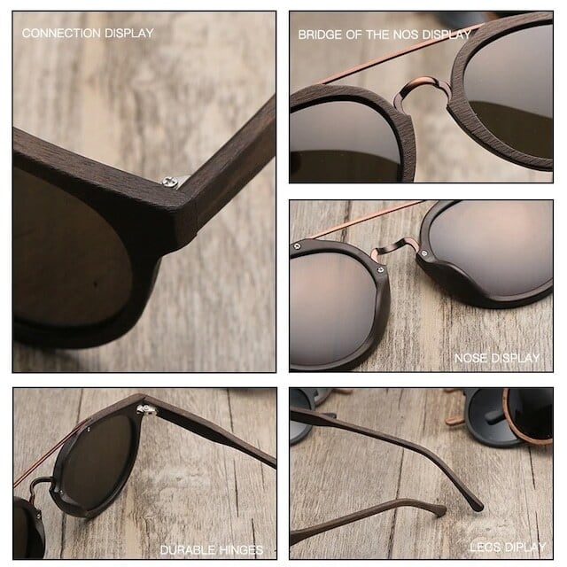 Wood grain sunglasses - Metal Bridge【BJ0181】