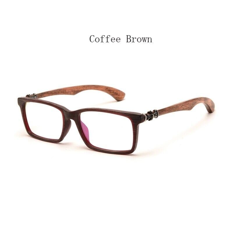 Wooden Square Clever Glasses（木製テンプルのスクエアメガネ）【BJ0285】