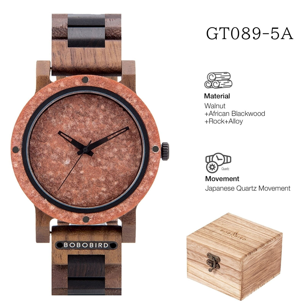 Wood And Rock Quartz Watch【BJ0551】