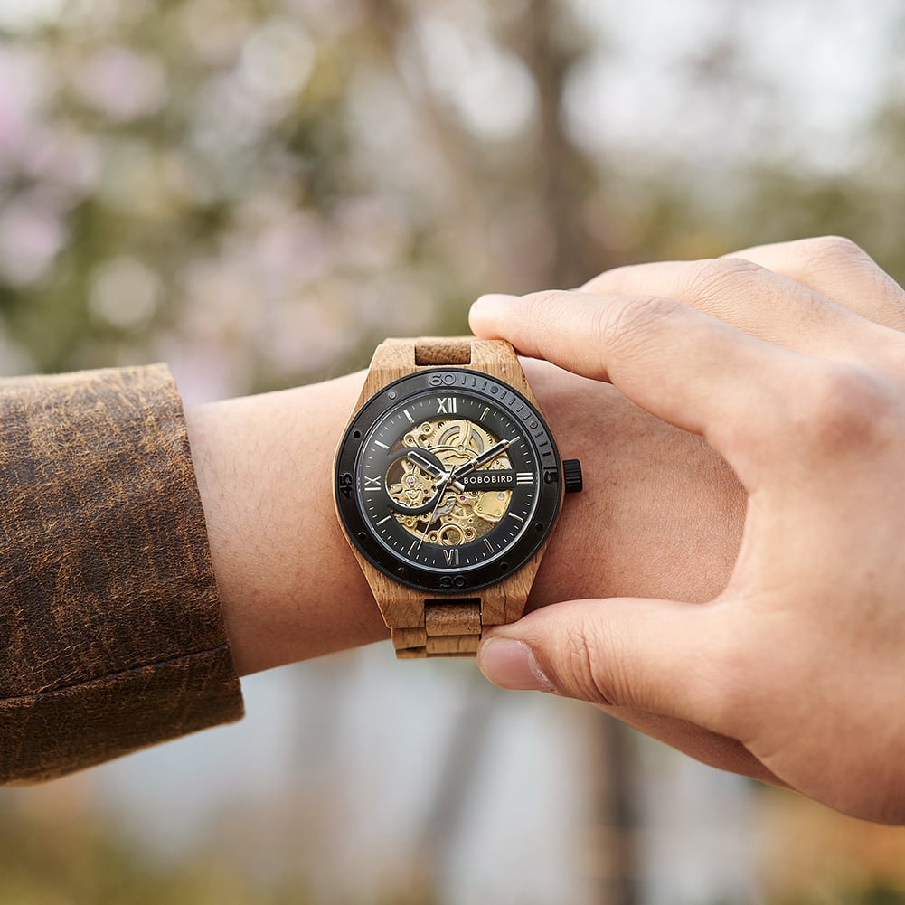 Wooden Hollow Automatic Mechanical Watch【BJ0546】