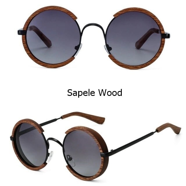 Wooden ring sunglasses（木縁の輪型サングラス）【BJ0009】