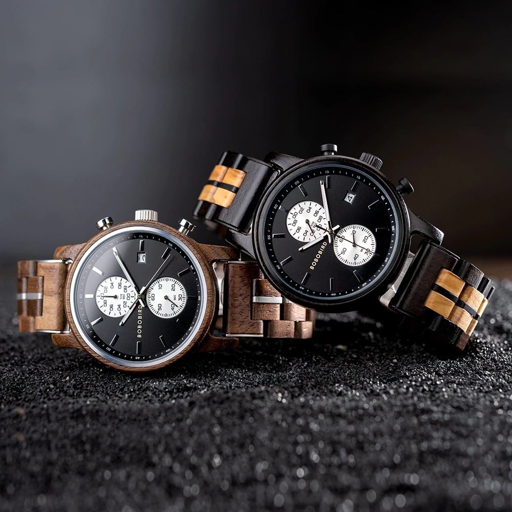 Wood Chronograph Watch With Date Display【BJ0538】