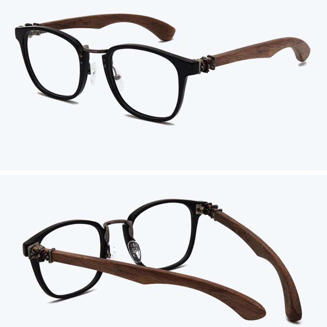 Wooden Frame Wellington Glasses（木製テンプルのウェリントンメガネ）【BJ0284】
