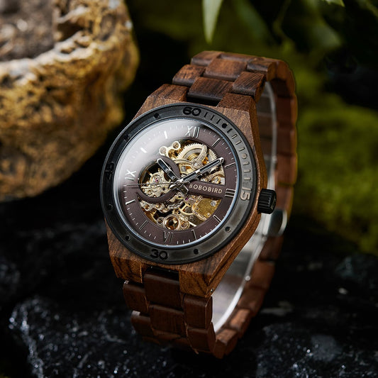 Wooden Hollow Automatic Mechanical Watch【BJ0546】