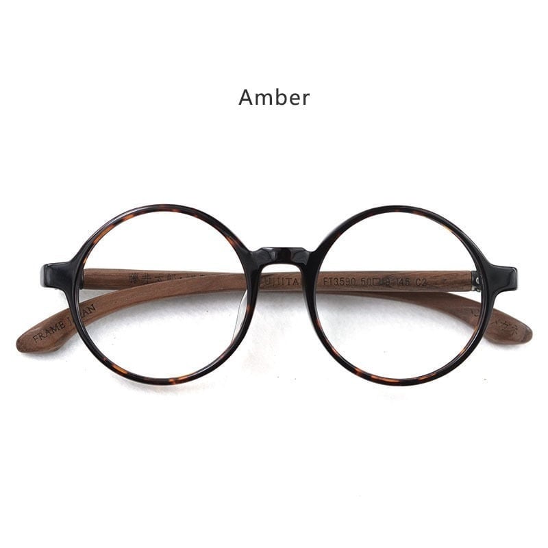 Wooden temple glasses - Round【BJ0196】