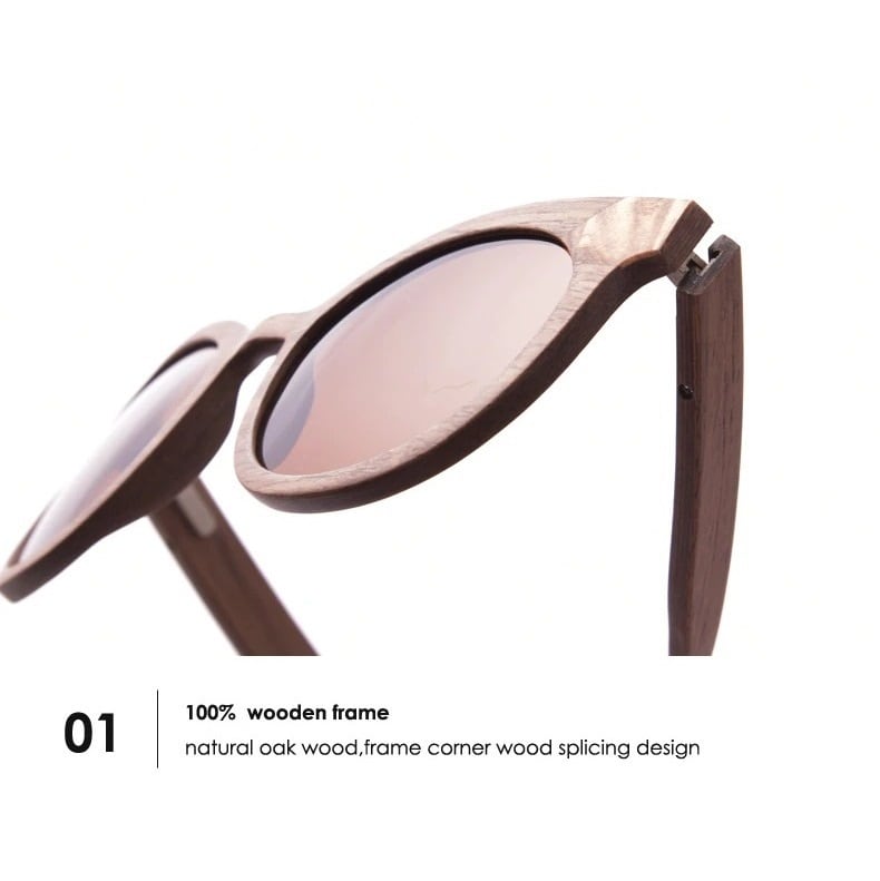 Oak Wood Cat Eye Frame Sunglasses【BJ0532】